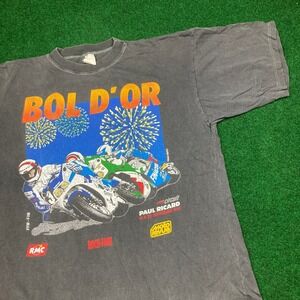 Vintage Bol d'Or Shirt Mens L Black 1991 Motorcycle Race Circuit Paul Ricard 90s